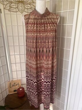 Chico’s Fall Boho Paisley Mock-Neck Midi Dress Size Large/12